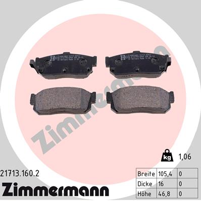 ZIMMERMANN 21713.160.2 Kit pastiglie freno, Freno a disco-Kit pastiglie freno, Freno a disco-Ricambi Euro