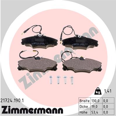 ZIMMERMANN 21724.190.1 Kit pastiglie freno, Freno a disco-Kit pastiglie freno, Freno a disco-Ricambi Euro