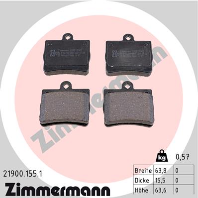 ZIMMERMANN 21900.155.1 Kit pastiglie freno, Freno a disco-Kit pastiglie freno, Freno a disco-Ricambi Euro