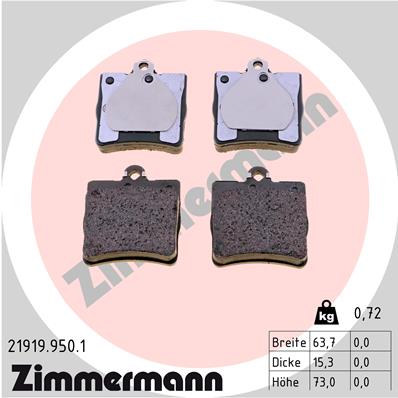 ZIMMERMANN 21919.950.1 Kit pastiglie freno, Freno a disco