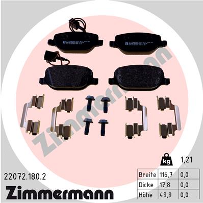 ZIMMERMANN 22072.180.2 Kit pastiglie freno, Freno a disco