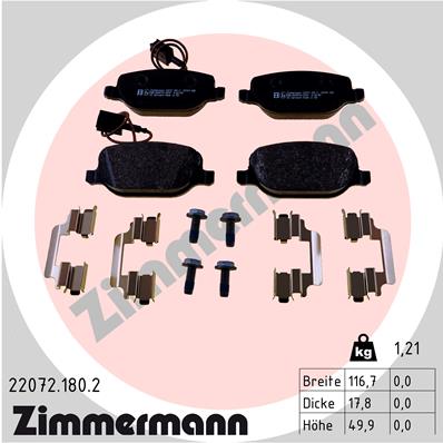 ZIMMERMANN 22072.180.2 Kit pastiglie freno, Freno a disco-Kit pastiglie freno, Freno a disco-Ricambi Euro