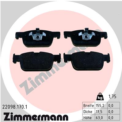 ZIMMERMANN 22098.170.1 Kit pastiglie freno, Freno a disco