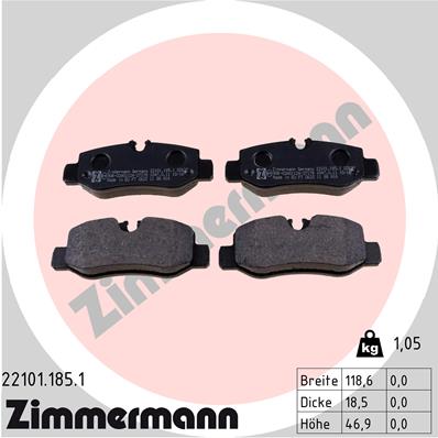 ZIMMERMANN 22101.185.1 Kit pastiglie freno, Freno a disco