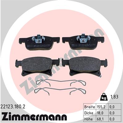 ZIMMERMANN 22123.180.2 Kit pastiglie freno, Freno a disco