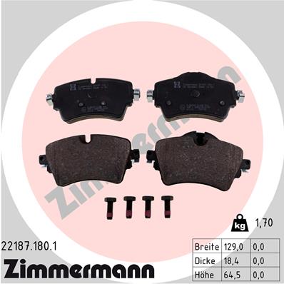 ZIMMERMANN 22187.180.1 Kit pastiglie freno, Freno a disco-Kit pastiglie freno, Freno a disco-Ricambi Euro