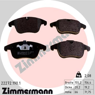 ZIMMERMANN 22272.190.1 Kit pastiglie freno, Freno a disco