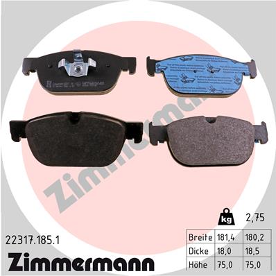 ZIMMERMANN 22317.185.1 Kit pastiglie freno, Freno a disco