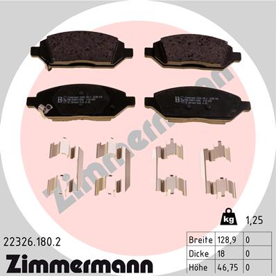 ZIMMERMANN 22326.180.2 Kit pastiglie freno, Freno a disco