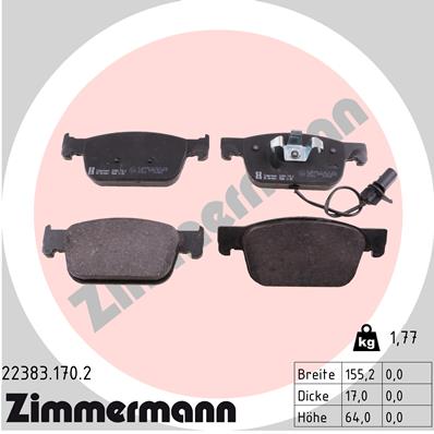 ZIMMERMANN 22383.170.2 Kit pastiglie freno, Freno a disco