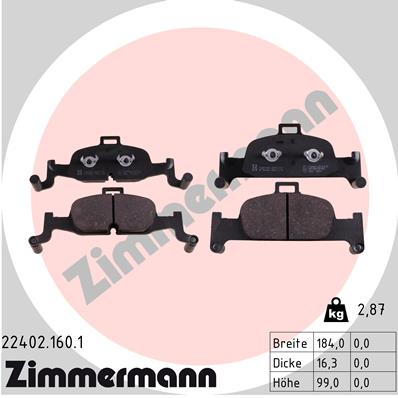 ZIMMERMANN 22402.160.1 Kit pastiglie freno, Freno a disco