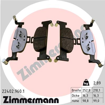 ZIMMERMANN 22402.960.1 Kit pastiglie freno, Freno a disco