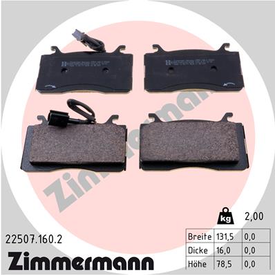 ZIMMERMANN 22507.160.2 Kit pastiglie freno, Freno a disco