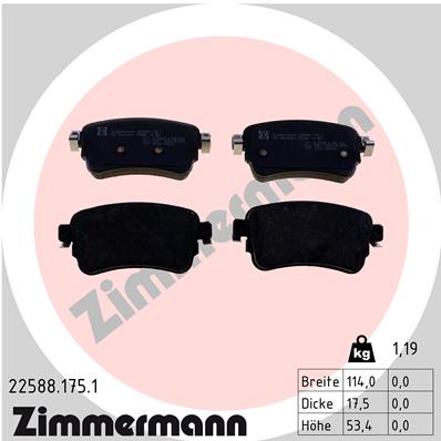 ZIMMERMANN 22588.175.1 Kit pastiglie freno, Freno a disco