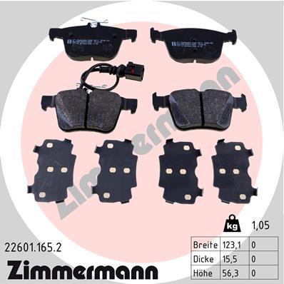 ZIMMERMANN 22601.165.2 Kit pastiglie freno, Freno a disco