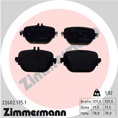 ZIMMERMANN 22602.175.1 Kit pastiglie freno, Freno a disco