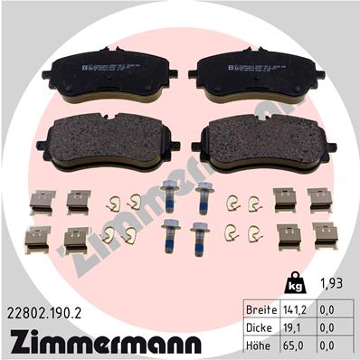 ZIMMERMANN 22802.190.2 Kit pastiglie freno, Freno a disco
