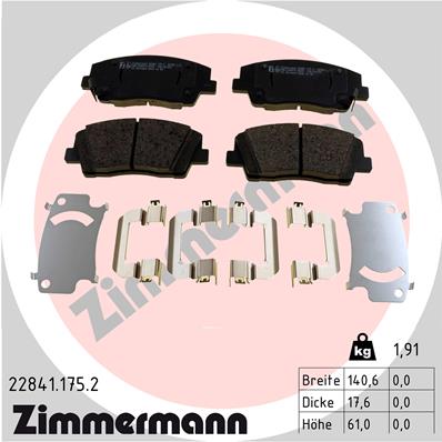 ZIMMERMANN 22841.175.2 Kit pastiglie freno, Freno a disco