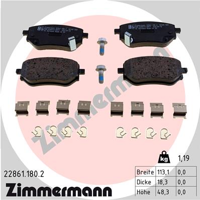 ZIMMERMANN 22861.180.2 Kit pastiglie freno, Freno a disco-Kit pastiglie freno, Freno a disco-Ricambi Euro