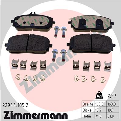 ZIMMERMANN 22944.185.2 Kit pastiglie freno, Freno a disco-Kit pastiglie freno, Freno a disco-Ricambi Euro