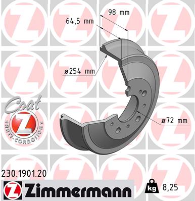 ZIMMERMANN 230.1901.20 Tamburo freno