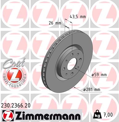 ZIMMERMANN 230.2366.20 Discofreno-Discofreno-Ricambi Euro