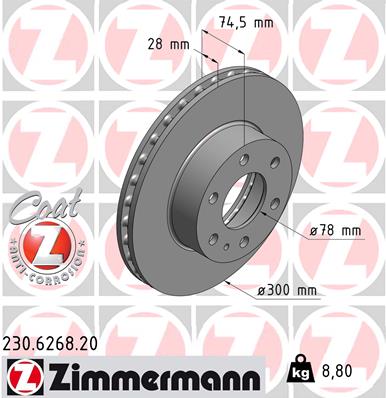 ZIMMERMANN 230.6268.20 Discofreno-Discofreno-Ricambi Euro