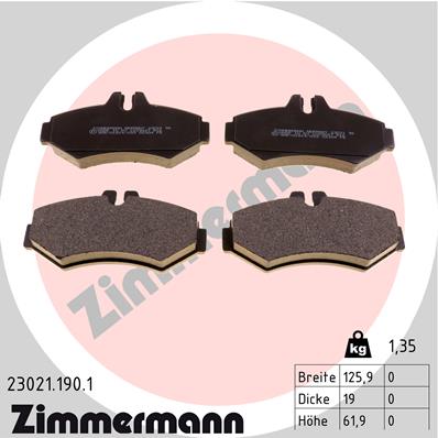 ZIMMERMANN 23021.190.1 Kit pastiglie freno, Freno a disco