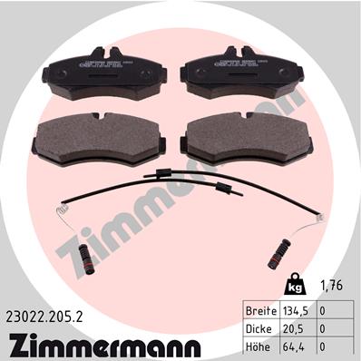 ZIMMERMANN 23022.205.2 Kit pastiglie freno, Freno a disco