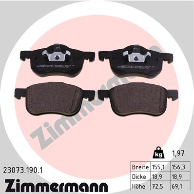 ZIMMERMANN 23073.190.1 Kit pastiglie freno, Freno a disco