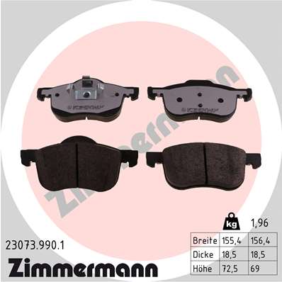 ZIMMERMANN 23073.990.1 Kit pastiglie freno, Freno a disco