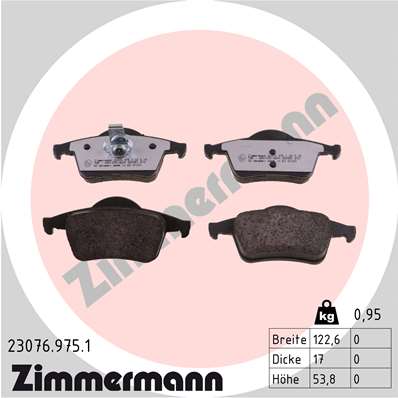 ZIMMERMANN 23076.975.1 Kit pastiglie freno, Freno a disco