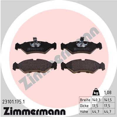 ZIMMERMANN 23101.175.1 Kit pastiglie freno, Freno a disco