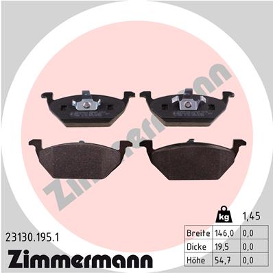 ZIMMERMANN 23130.195.1 Kit pastiglie freno, Freno a disco-Kit pastiglie freno, Freno a disco-Ricambi Euro