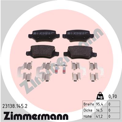 ZIMMERMANN 23138.145.2 Kit pastiglie freno, Freno a disco
