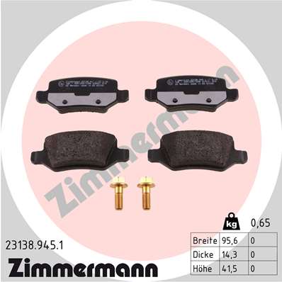 ZIMMERMANN 23138.945.1 Kit pastiglie freno, Freno a disco