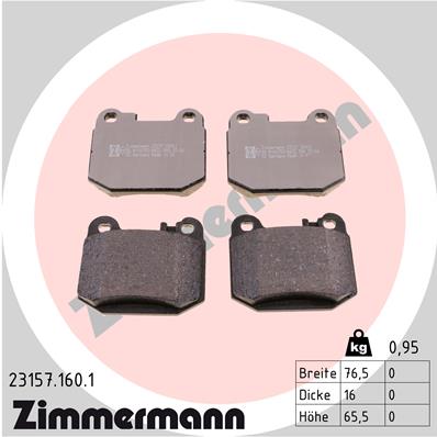 ZIMMERMANN 23157.160.1 Kit pastiglie freno, Freno a disco