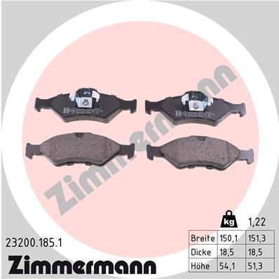 ZIMMERMANN 23200.185.1 Kit pastiglie freno, Freno a disco