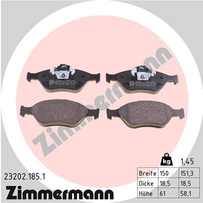 ZIMMERMANN 23202.185.1 Kit pastiglie freno, Freno a disco-Kit pastiglie freno, Freno a disco-Ricambi Euro