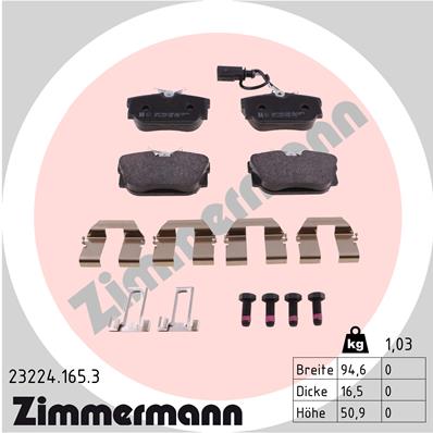 ZIMMERMANN 23224.165.3 Kit pastiglie freno, Freno a disco