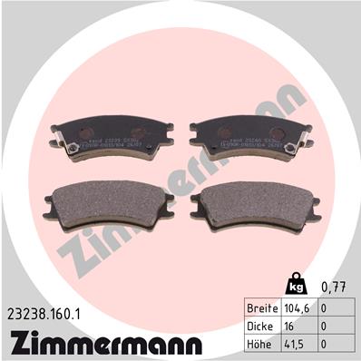 ZIMMERMANN 23238.160.1 Kit pastiglie freno, Freno a disco-Kit pastiglie freno, Freno a disco-Ricambi Euro