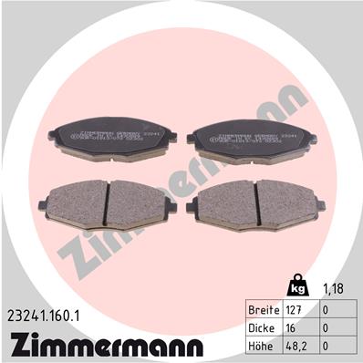 ZIMMERMANN 23241.160.1 Kit pastiglie freno, Freno a disco-Kit pastiglie freno, Freno a disco-Ricambi Euro