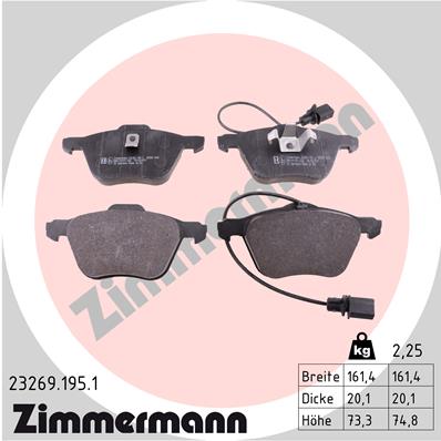 ZIMMERMANN 23269.195.1 Kit pastiglie freno, Freno a disco-Kit pastiglie freno, Freno a disco-Ricambi Euro