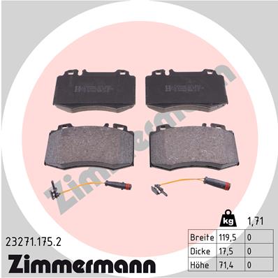 ZIMMERMANN 23271.175.2 Kit pastiglie freno, Freno a disco-Kit pastiglie freno, Freno a disco-Ricambi Euro