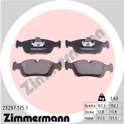 ZIMMERMANN 23287.175.1 Kit pastiglie freno, Freno a disco