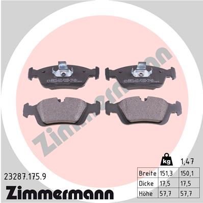 ZIMMERMANN 23287.175.9 Kit pastiglie freno, Freno a disco