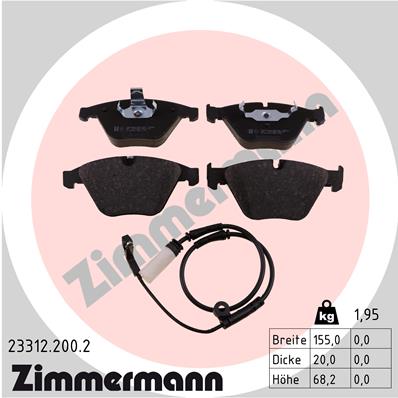 ZIMMERMANN 23312.200.2 Kit pastiglie freno, Freno a disco