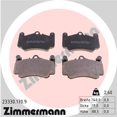 ZIMMERMANN 23330.170.9 Kit pastiglie freno, Freno a disco-Kit pastiglie freno, Freno a disco-Ricambi Euro