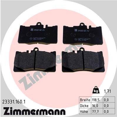 ZIMMERMANN 23331.160.1 Kit pastiglie freno, Freno a disco