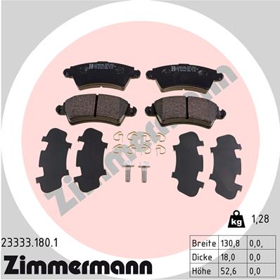 ZIMMERMANN 23333.180.1 Kit pastiglie freno, Freno a disco-Kit pastiglie freno, Freno a disco-Ricambi Euro